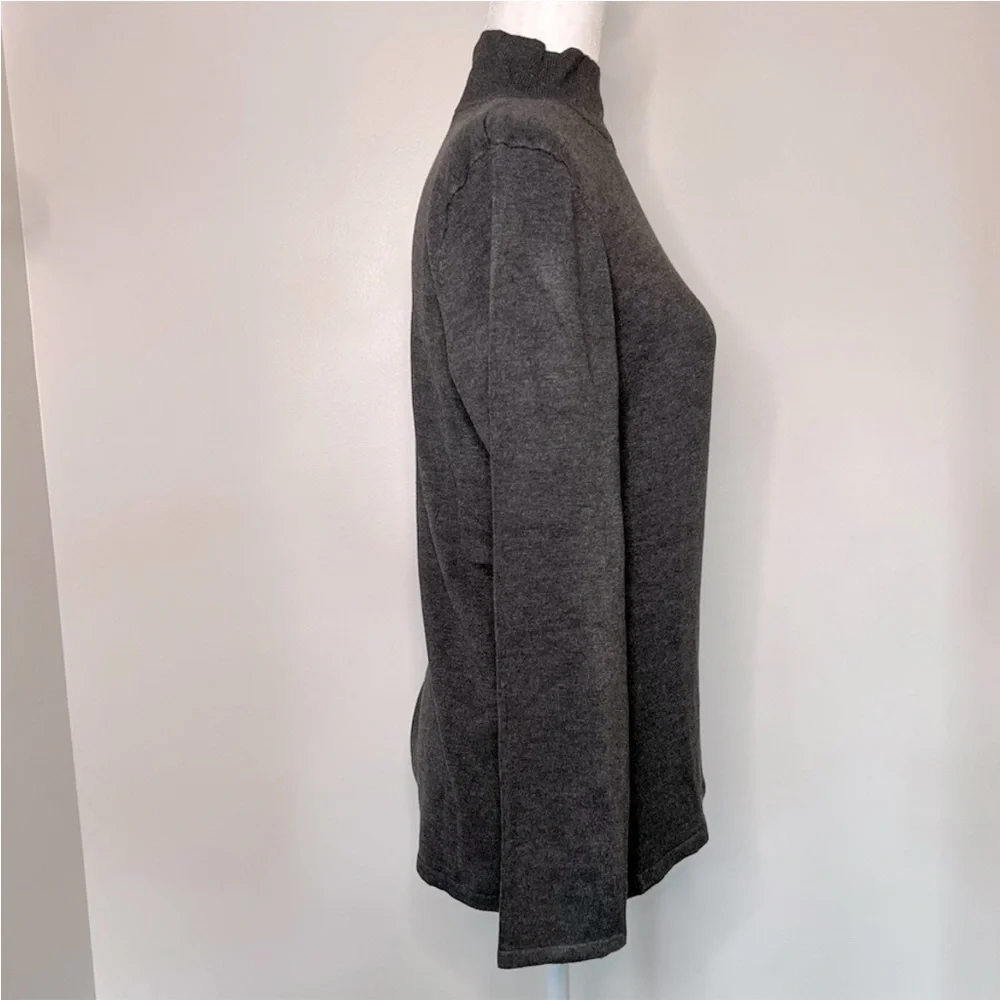 T Tahari Mockneck Sweater, Heather Graphite Gray, Large - Picture 4 of 15
